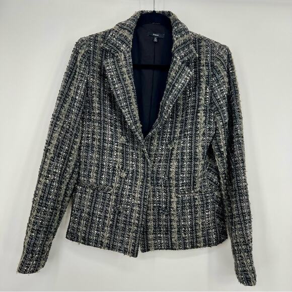 Anthropologie Drew Tweed Blazer Jacket Knit Formal Business Textured M 1 Button - Picture 1 of 8